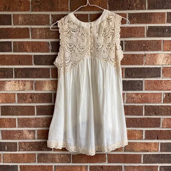 NWT Ecoté Lace High Neck Tank Cream White S - Picture 3 of 9